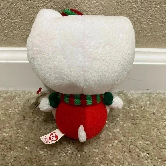 Ty Beanie Baby Hello Kitty RED OUTFIT Winter Red & Green Christmas Scarf 6" - Picture 2 of 9